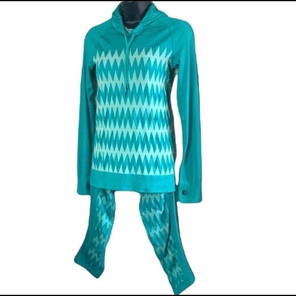 ROXY Green Dry Flight Tech Pullover Hoodie Shirt With Matching Legging Size S - Picture 2 of 12